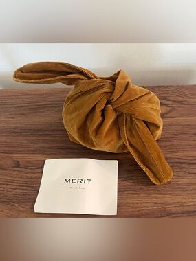 Merit Beauty Signature Corduroy Makeup Bag Minimalist Travel Chic